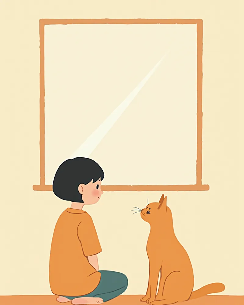 보호자가 고양이 이름을 부르며 반응을 확인하는 모습