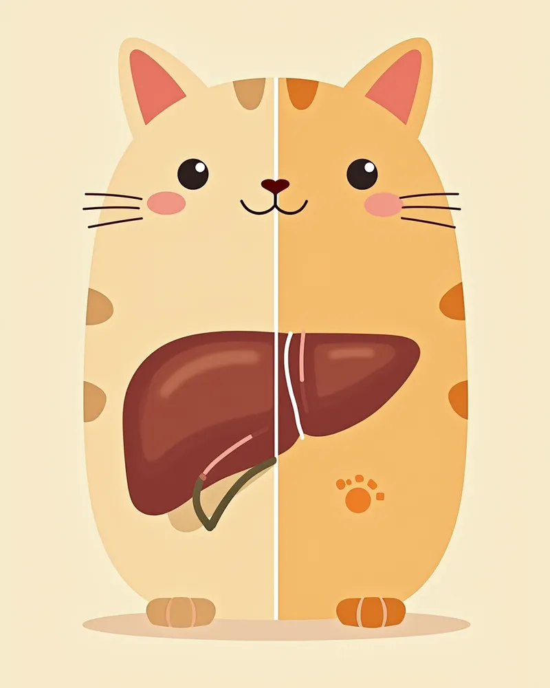 비만 고양이 간과 건강한 고양이 간의 비교 일러스트