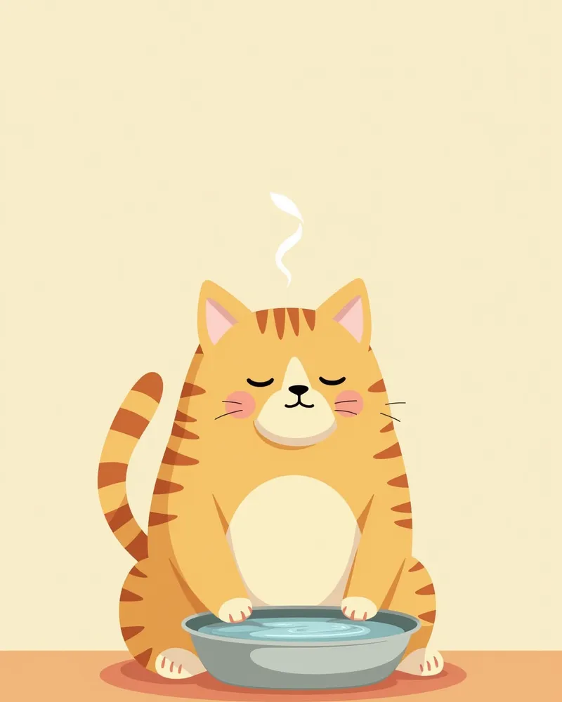 물을 많이 마시며 기운 없어 보이는 고양이