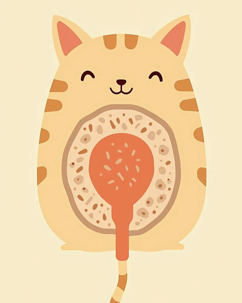 고양이 방광의 신경 및 염증 상태를 보여주는 해부도