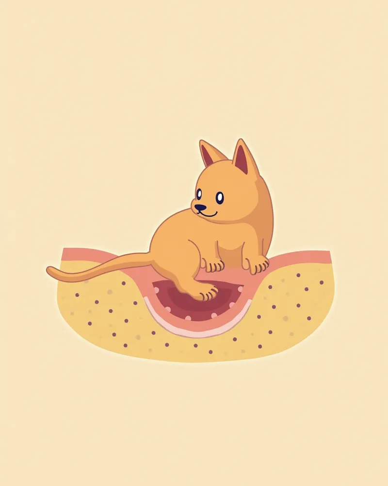 고양이 피하에 SUB 기구를 삽입하는 수술 장면