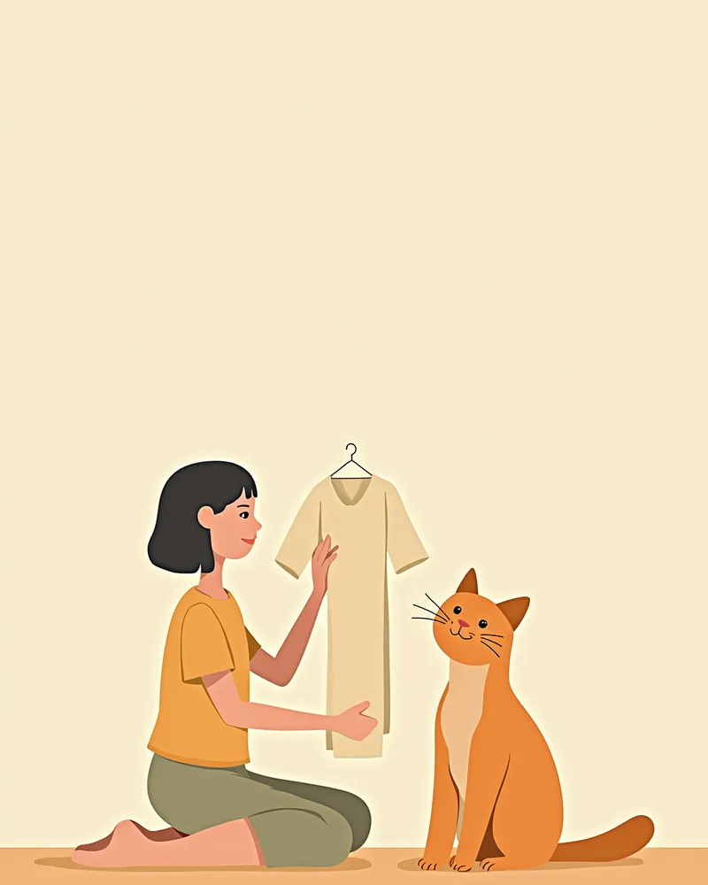 ระหว่างการฝึกให้แมวใส่เสื้อผ้า