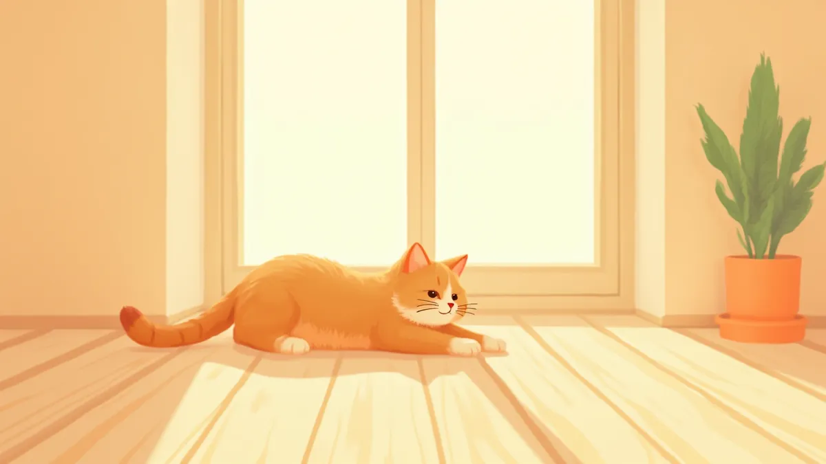 창가 햇빛자리에서 일광욕을 즐기는 고양이