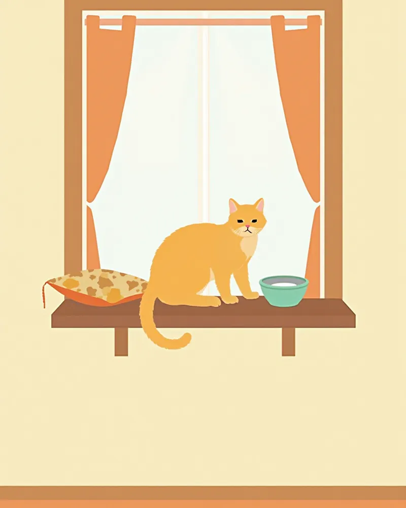 방묘창과 쿠션이 설치된 안전한 창가 햇빛자리