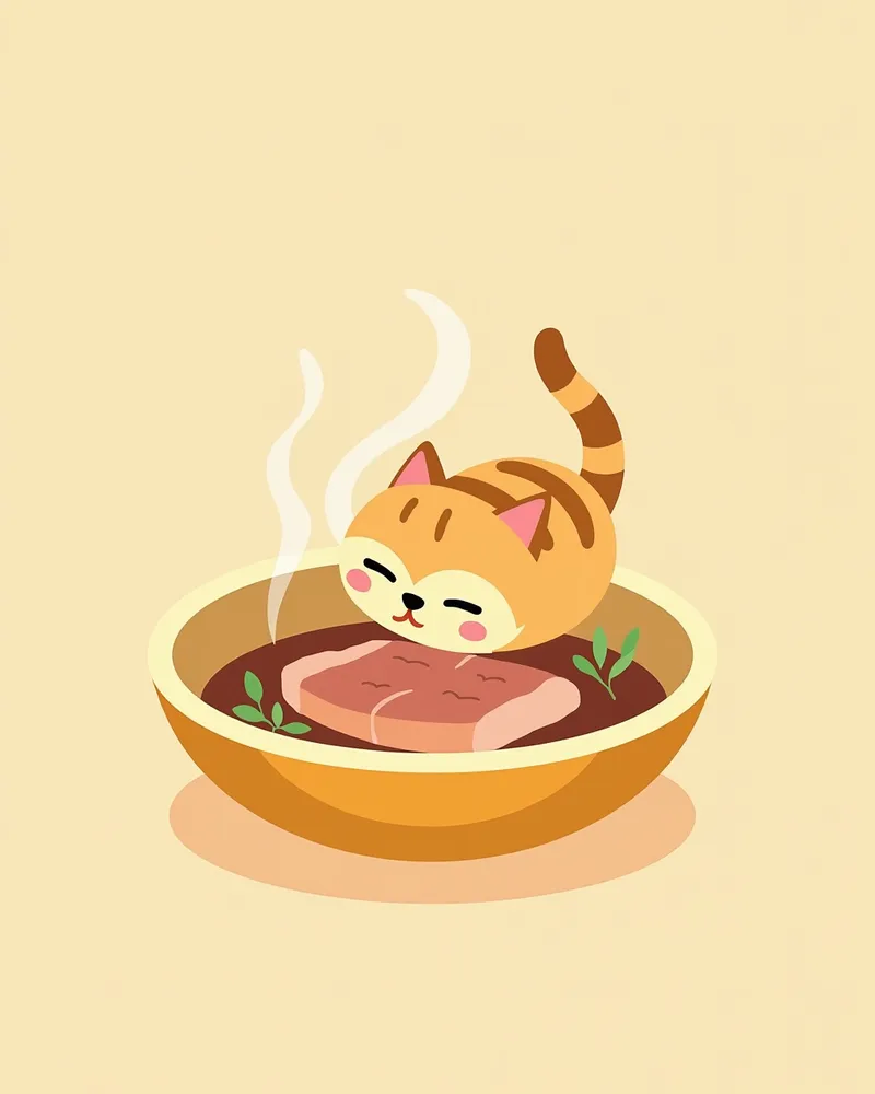 익힌 닭가슴살을 먹고 있는 고양이