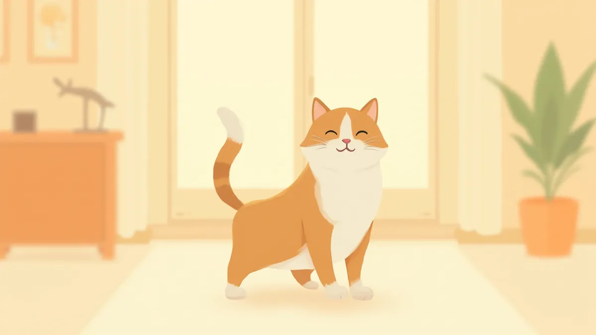 꼬리를 수직으로 세우고 다가오는 고양이