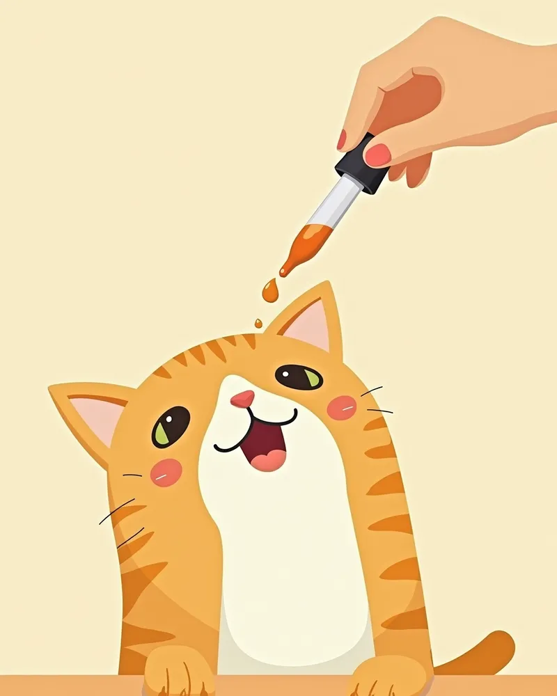 고양이가 타우린 보충제를 먹는 모습