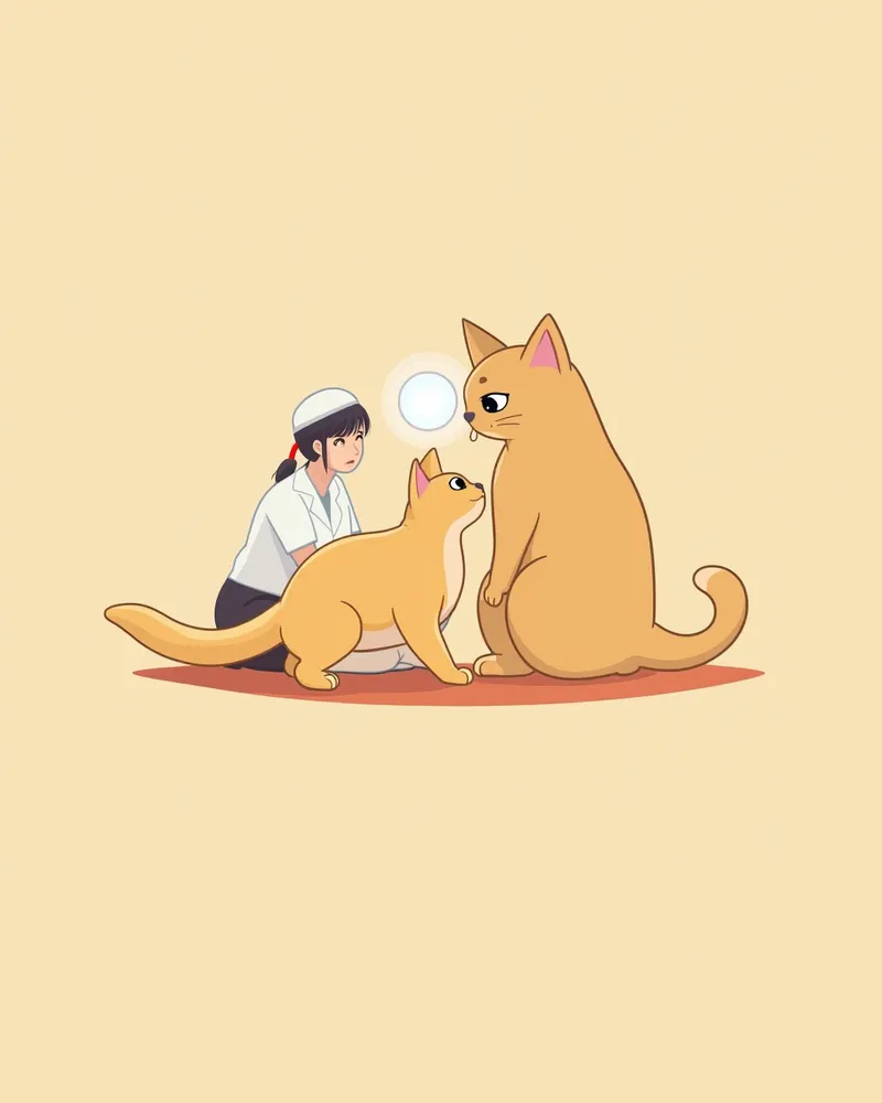 수의사가 고양이 눈을 검사하는 모습