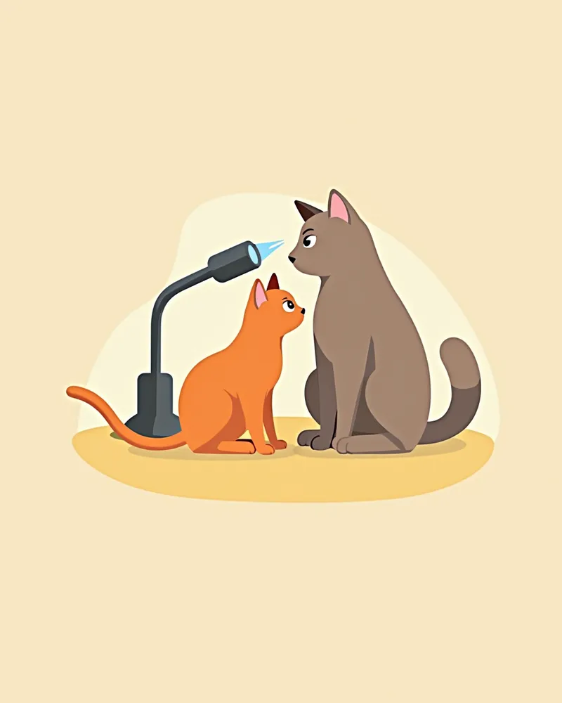 수의사가 고양이 눈을 검사하는 모습