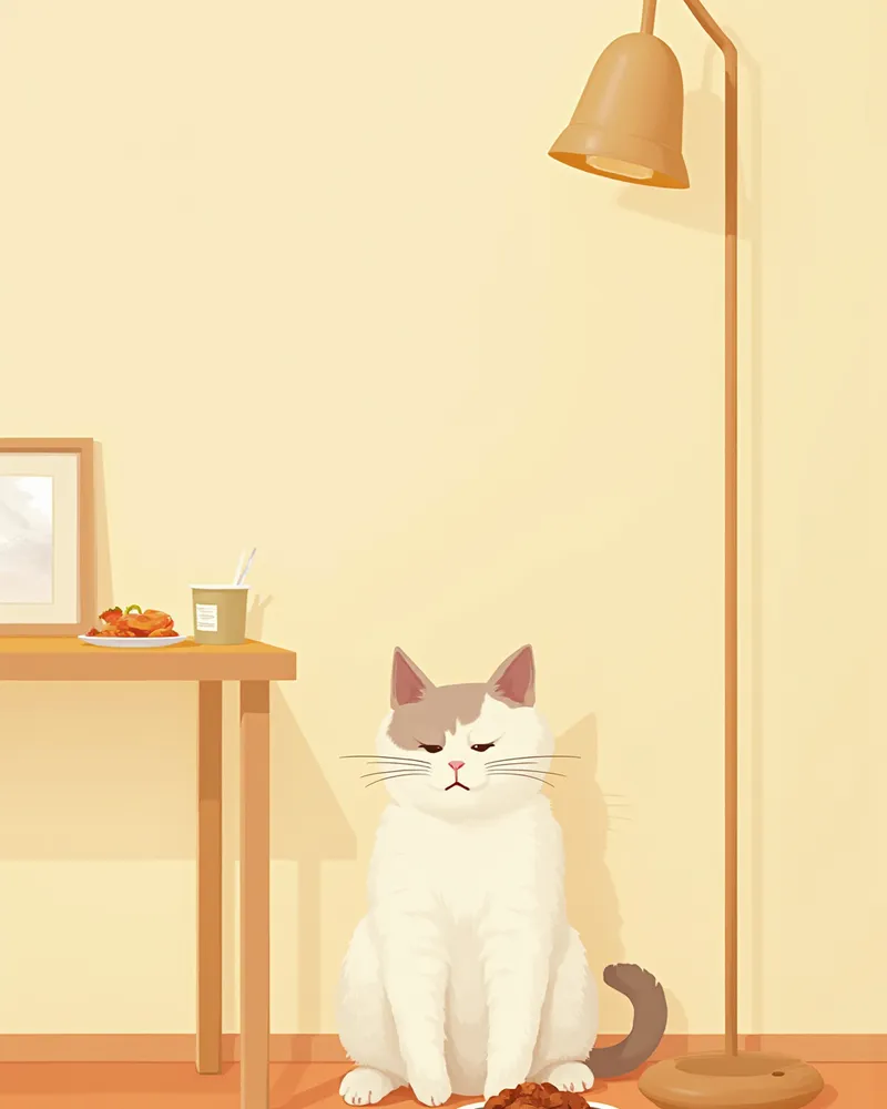 식욕은 왕성한데 마른 노묘의 모습