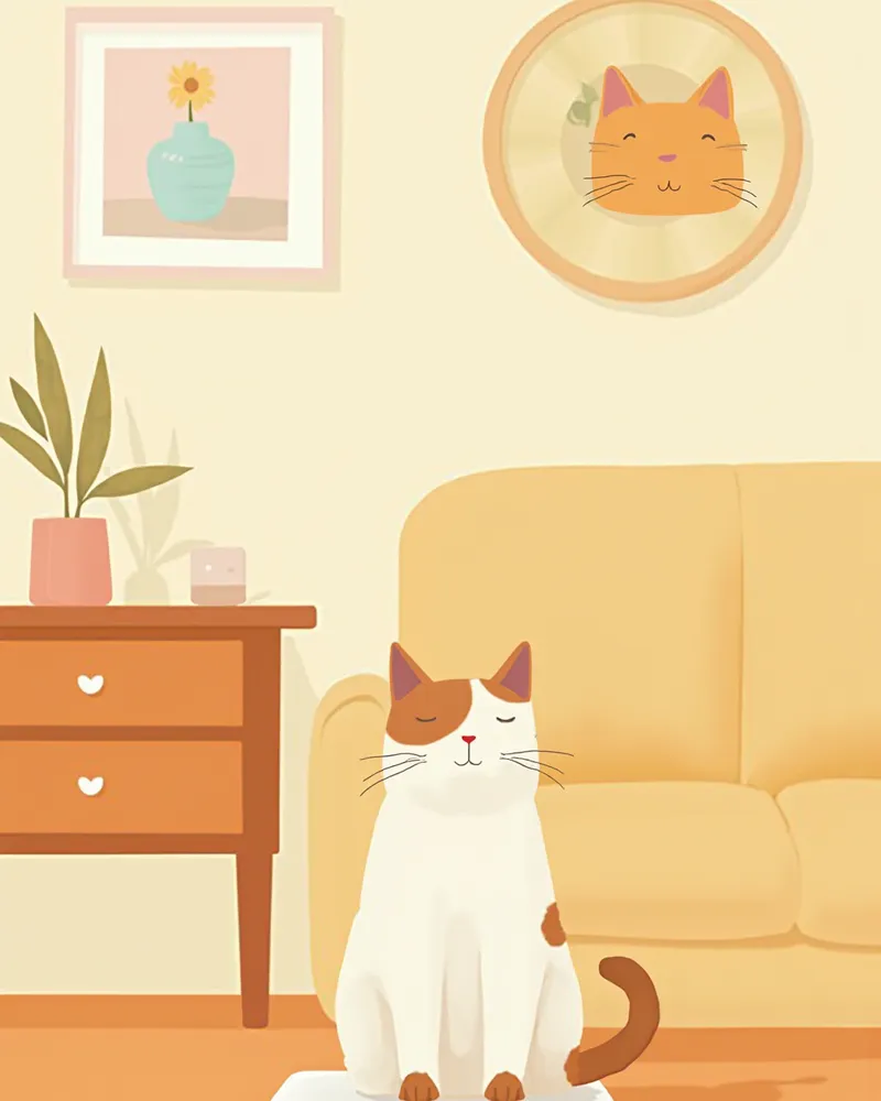 집에서 반려묘 체중을 재는 보호자