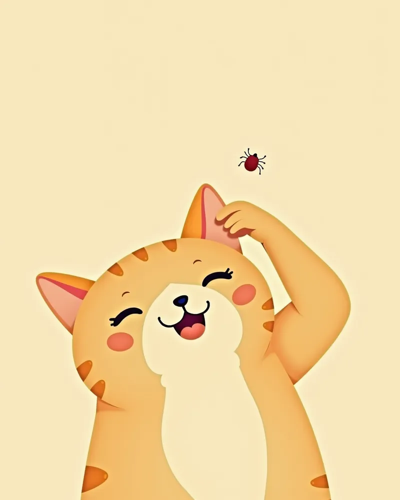 고양이가 귀를 긁는 모습, 진드기 확인 가능
