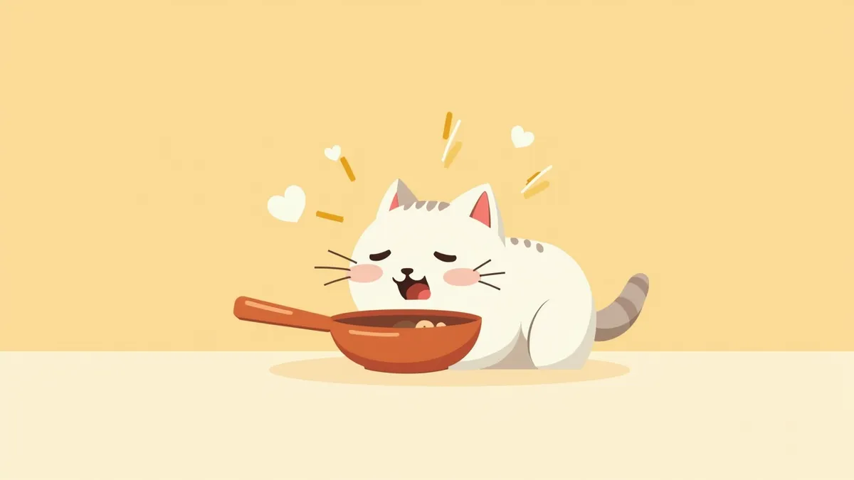 고양이가 음식을 먹을 때 약간의 불편함을 보이는 모습