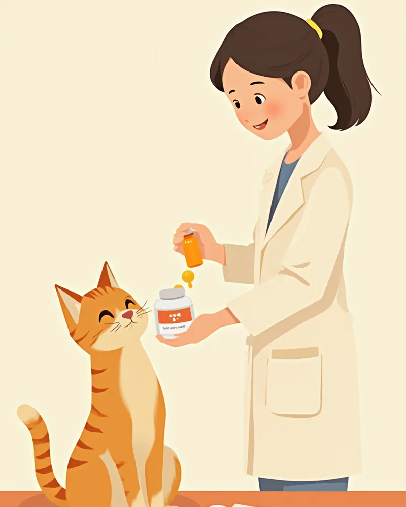 고양이 투약을 준비하는 수의사