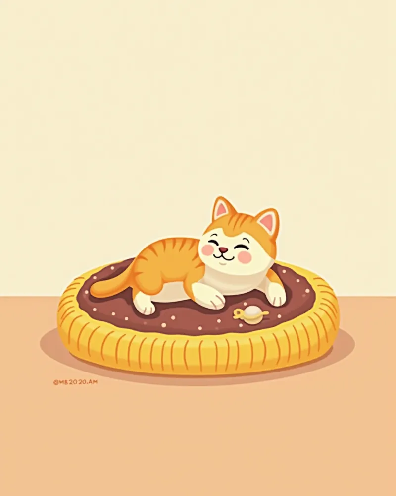 조용한 방 구석에 익숙한 담요와 장난감이 있는 고양이 침대