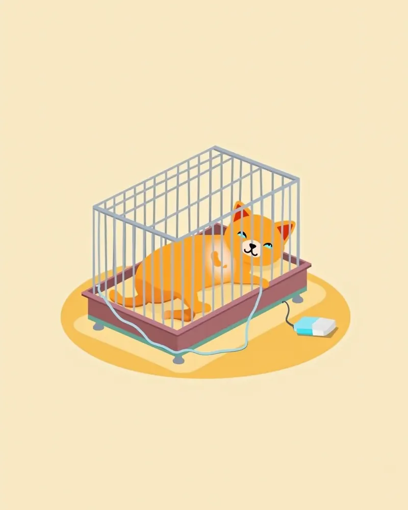 병원에서 회복 중인 고양이