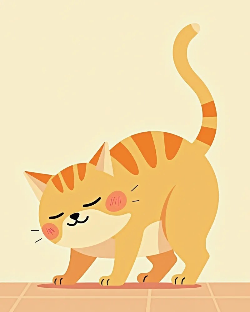 고통을 느끼며 웅크리고 있는 고양이