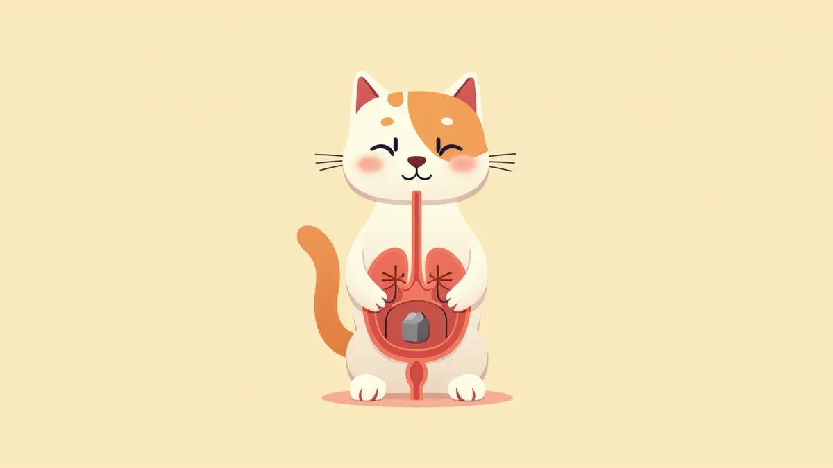 고양이 요관 결석으로 인해 막힌 요로 구조도