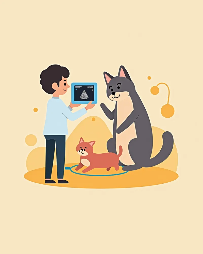 초음파로 요관 결석 진단 중인 고양이