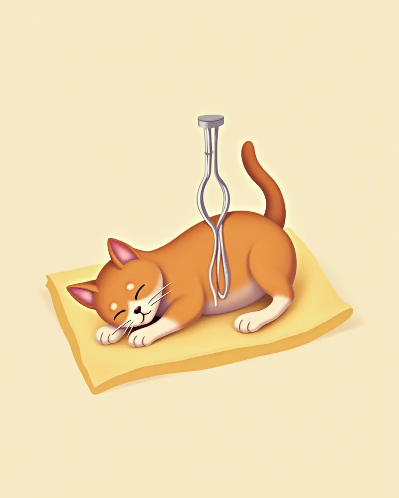 고양이 요관에 스텐트 삽입 수술 장면