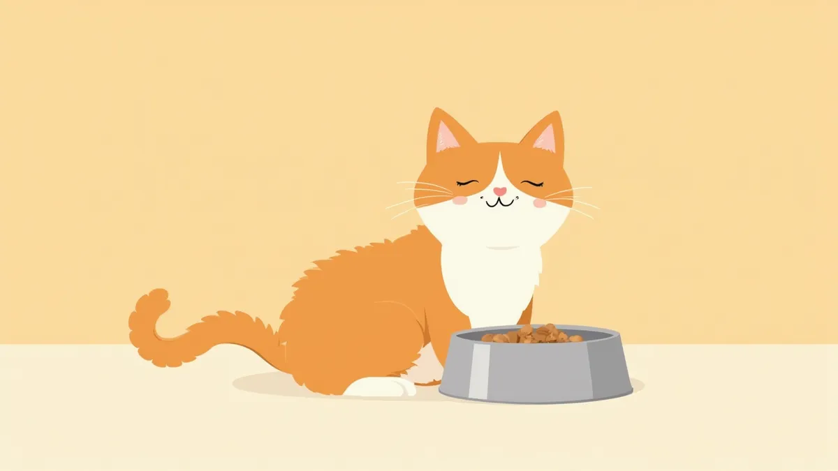 사료 그릇 옆에 앉은 고양이
