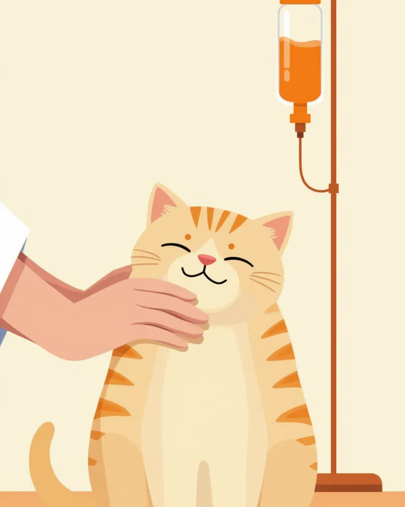 동물병원에서 치료를 받는 고양이 일러스트