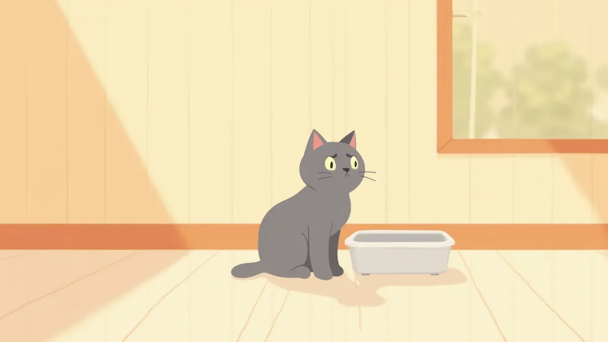 화장실 옆에서 보호자를 바라보는 고양이