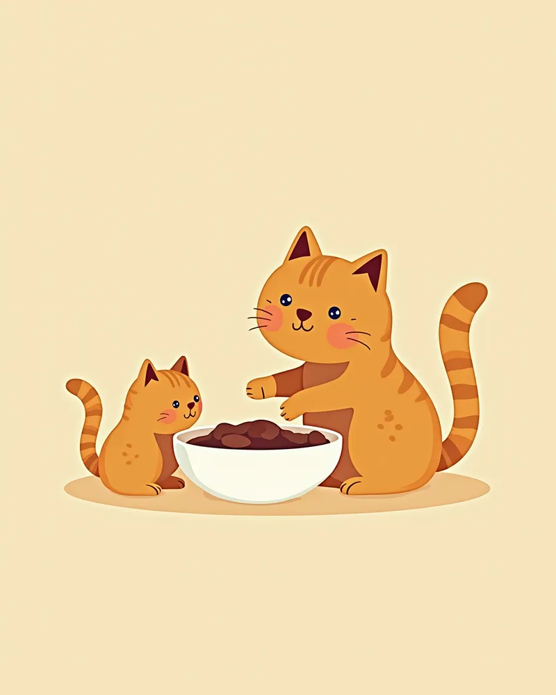 보호자가 전용 사료를 점진적으로 섞어주는 모습