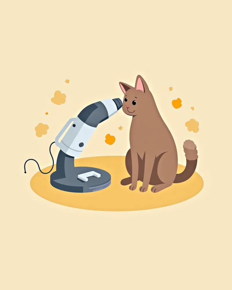 수의사가 슬릿 램프를 사용해 고양이 눈을 검사하는 모습