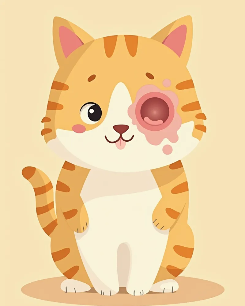 염증으로 인해 붓고 빨개진 고양이 눈의 모습