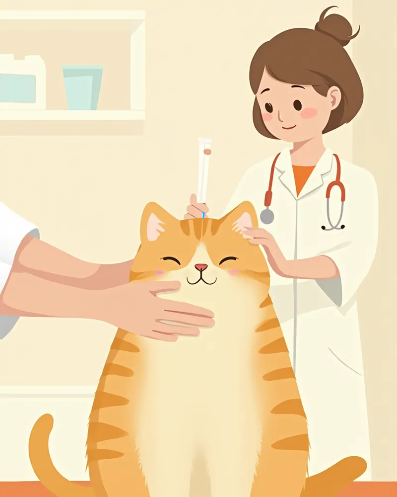 동물병원에서 접종받는 성묘 일러스트