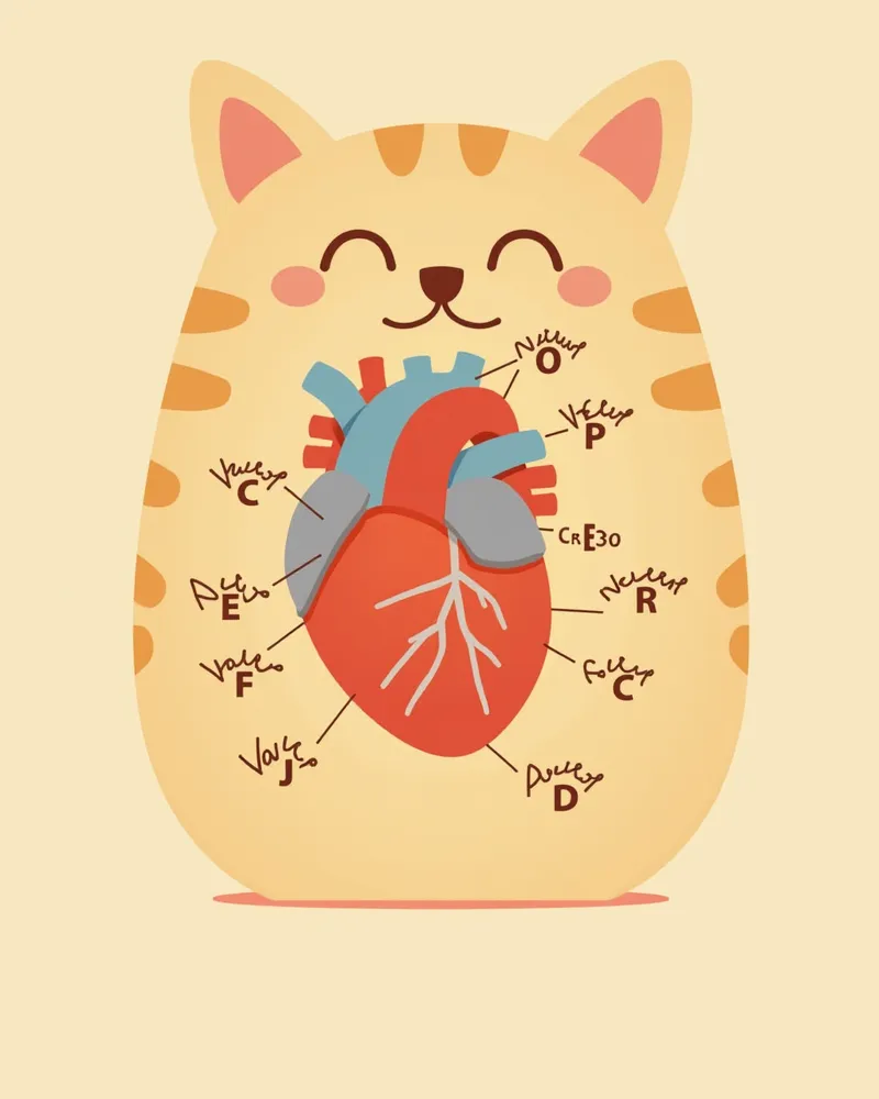고양이 심장의 주요 기저 질환을 설명하는 해부도