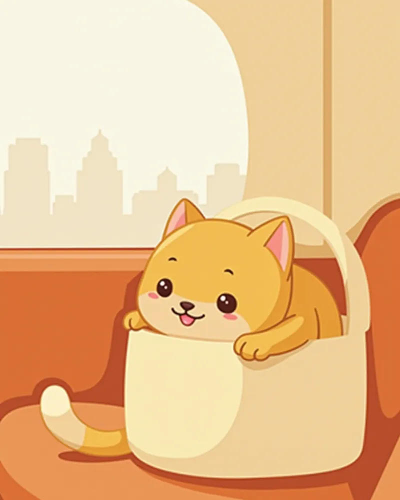 차 안 이동장에서 편안히 쉬고 있는 고양이