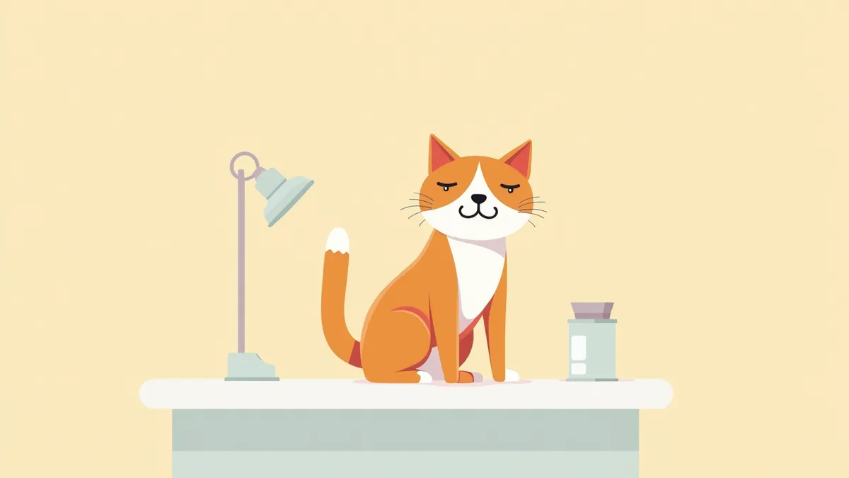 동물병원에서 진찰 받는 고양이