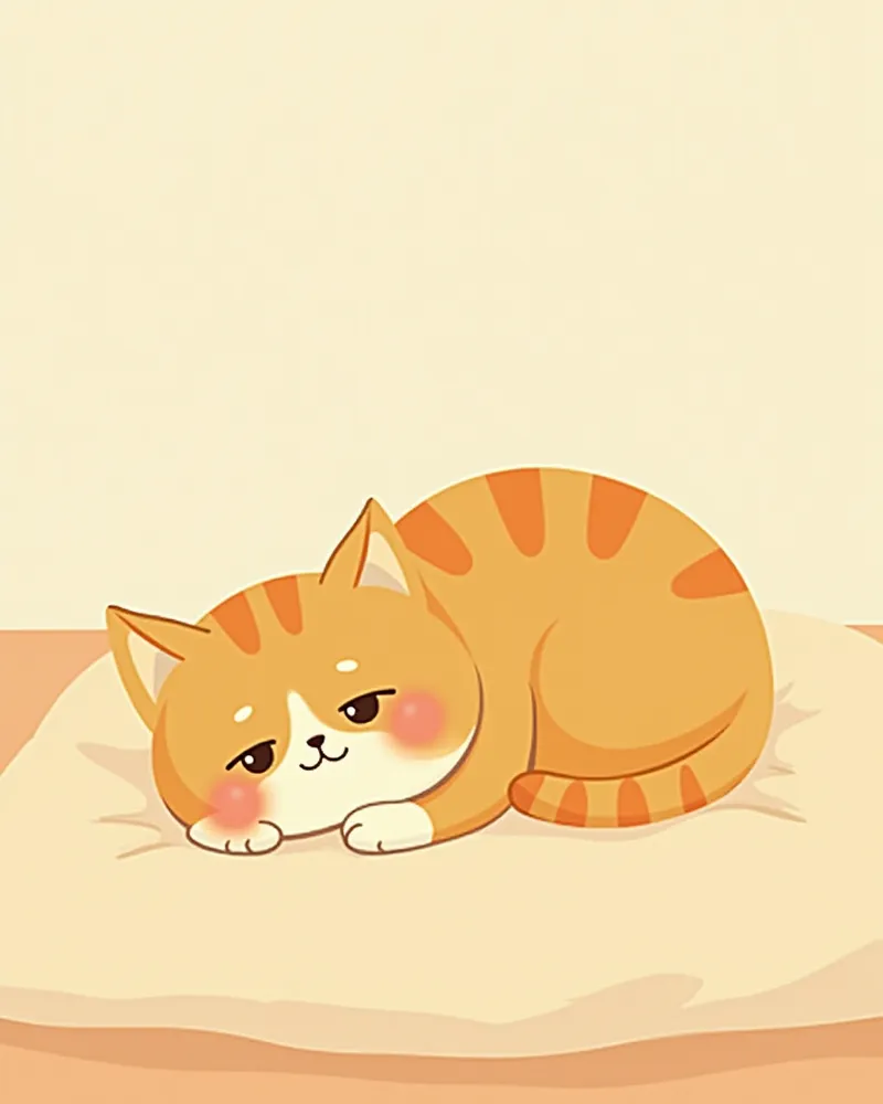 조용히 쉬는 고양이, 평온한 분위기