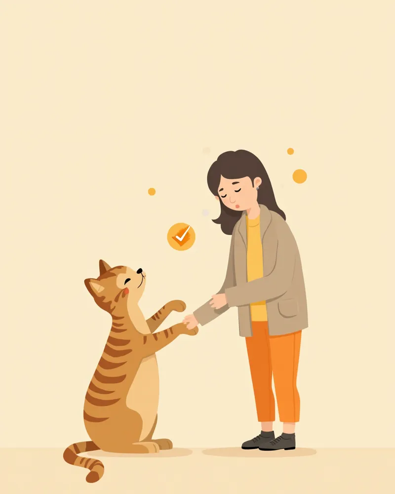 고양이 증상을 체크하는 보호자 일러스트