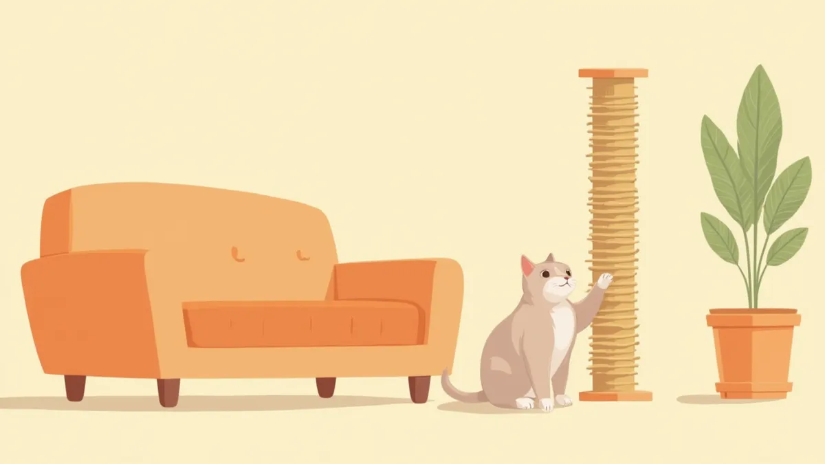 스크래쳐와 소파 사이에서 고민하는 고양이