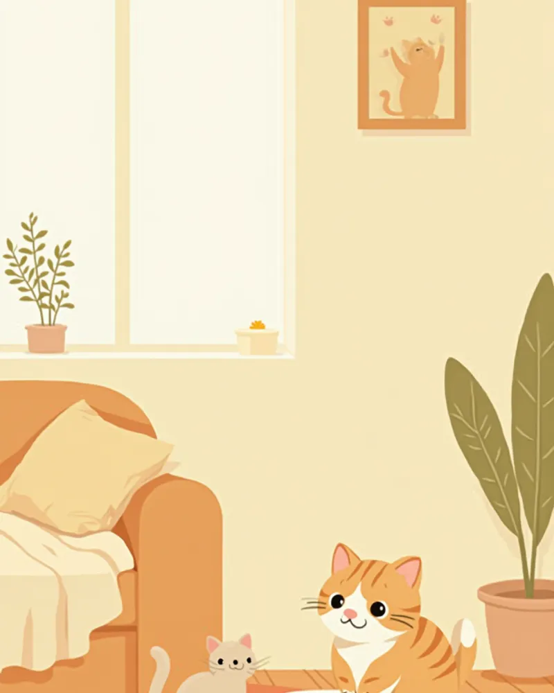 새 음수기에 조심스럽게 다가가는 고양이