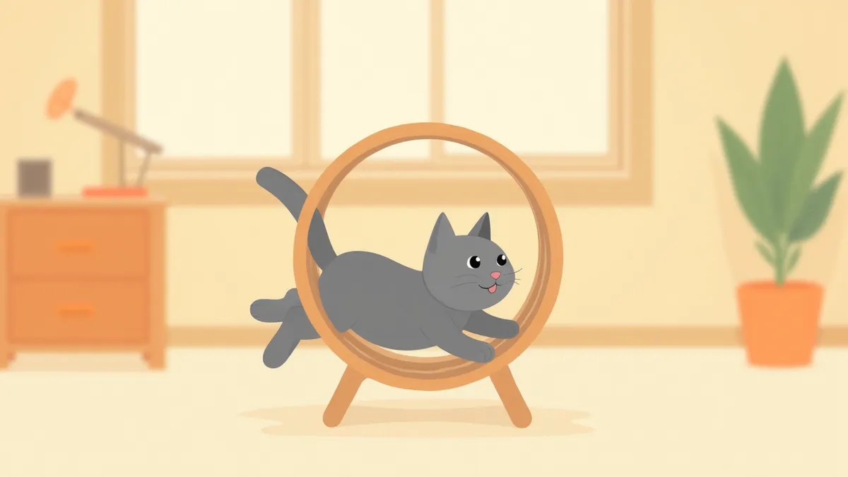 캣휠에서 달리는 고양이