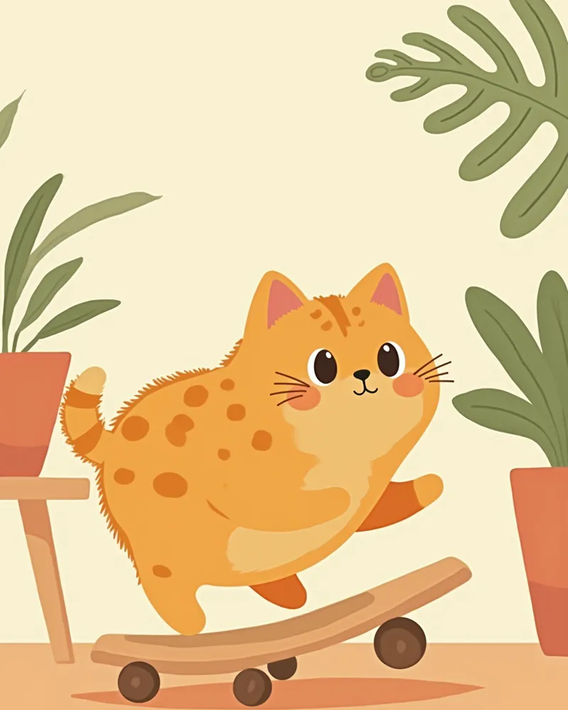 캣휠에서 전력질주하는 주황색 고양이