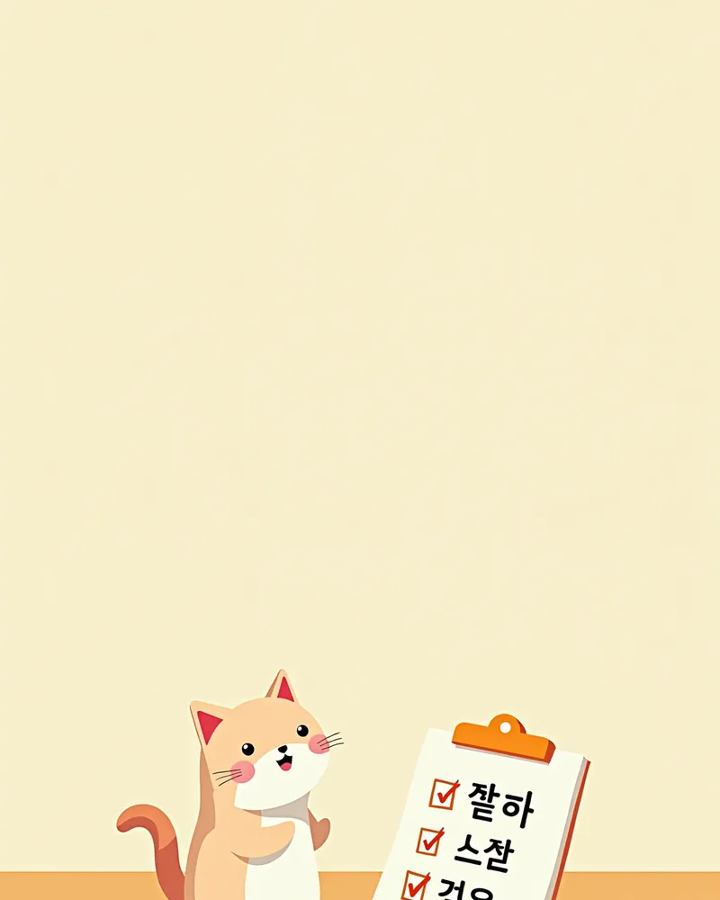 고양이 겨울 관리 체크리스트를 작성하는 모습