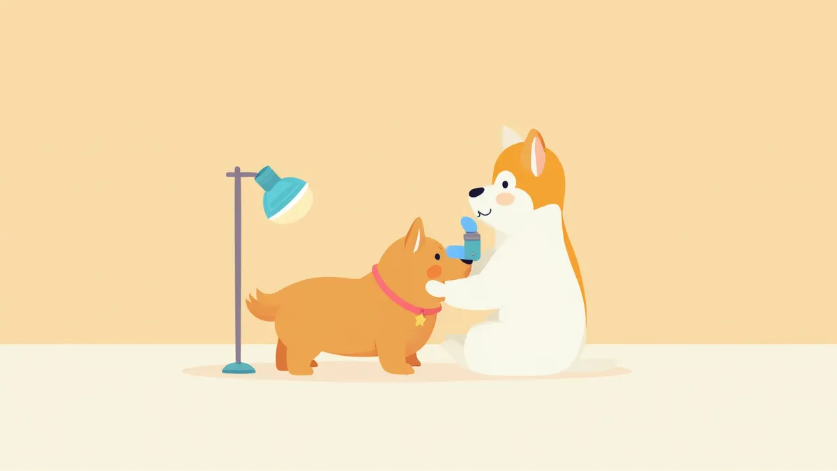 안과 검사를 받고 있는 강아지의 모습