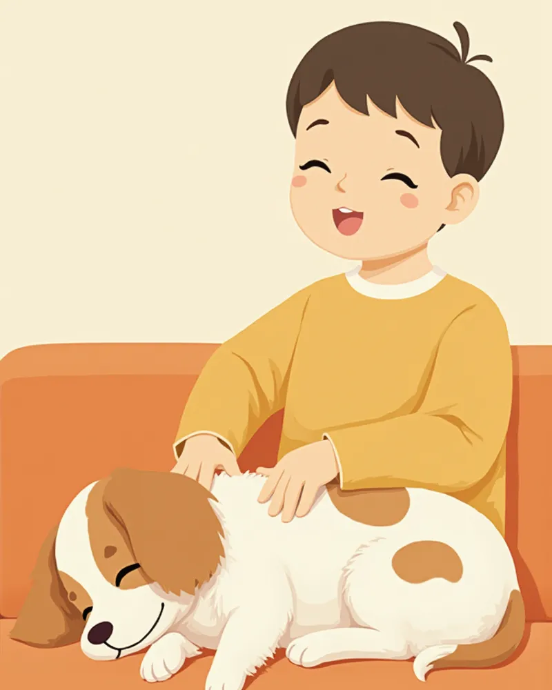 보호자가 캐벌리어의 호흡수를 체크하는 모습