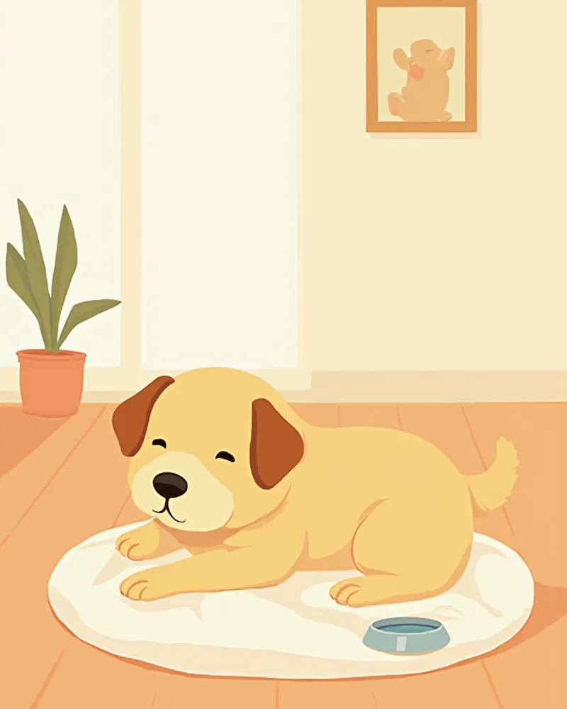 면역력이 떨어진 시기에 실내에서 편안히 쉬는 반려견