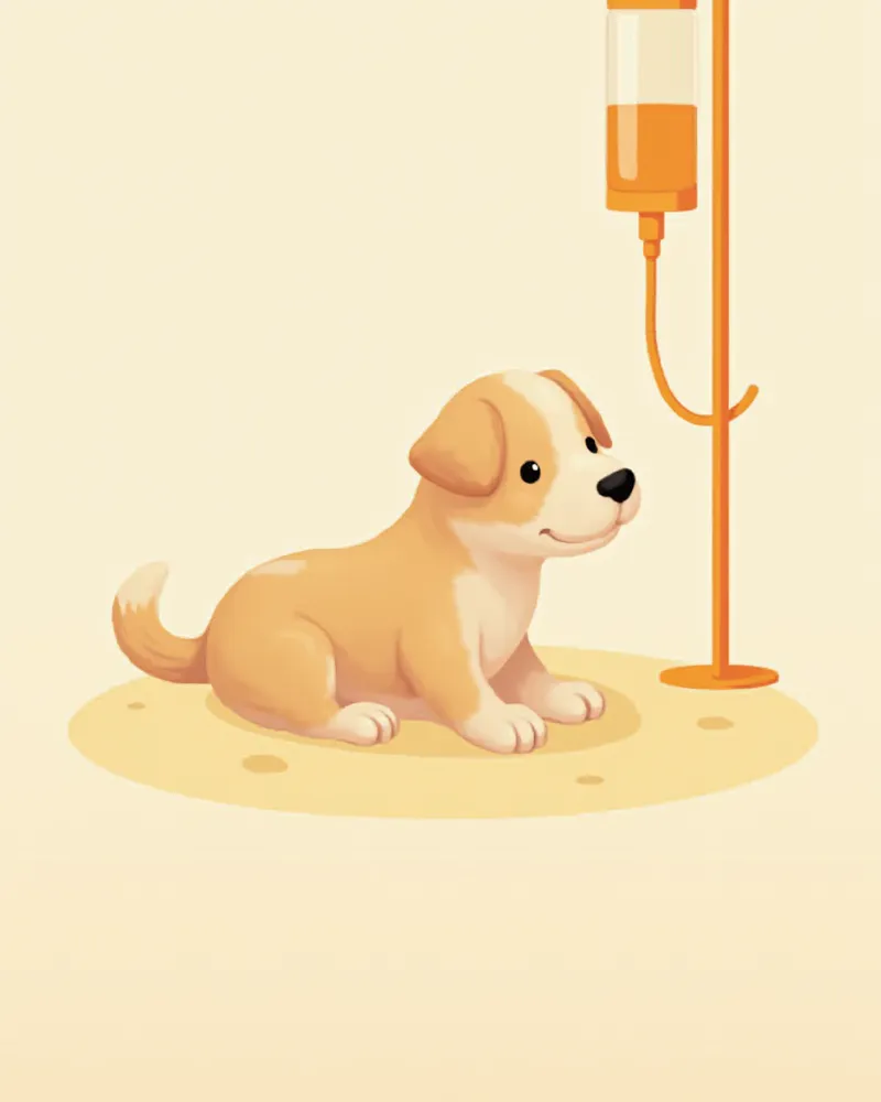 매주 병원을 방문해 치료받는 강아지 일러스트