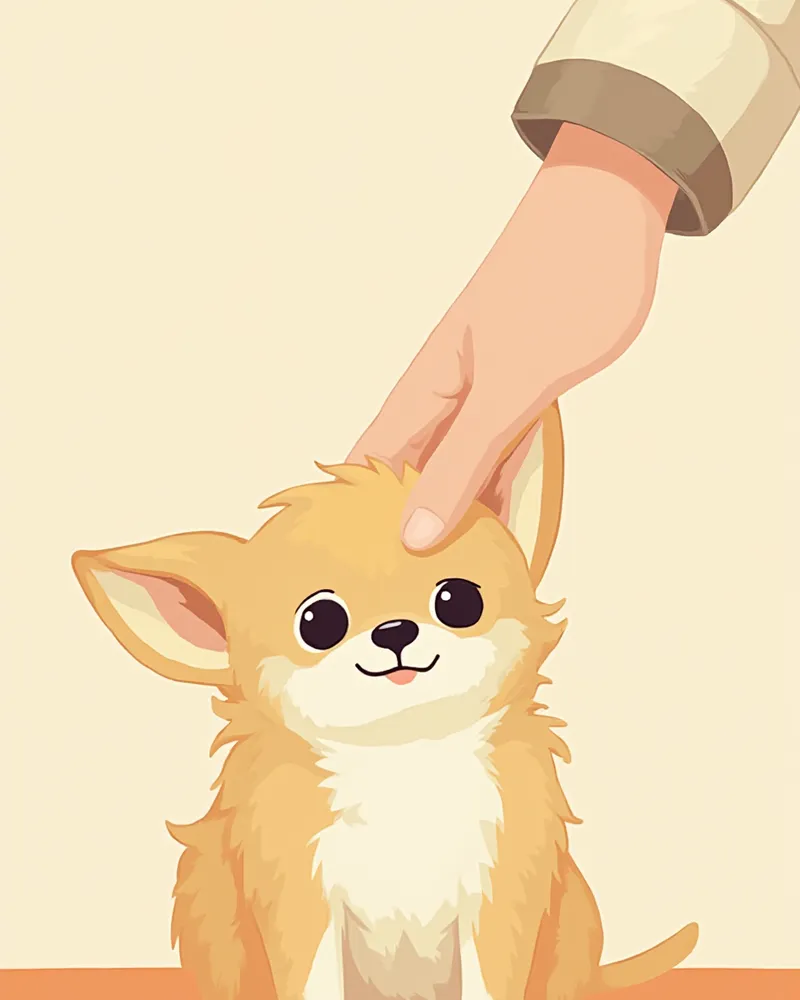 치와와의 정수리를 살펴보는 수의사