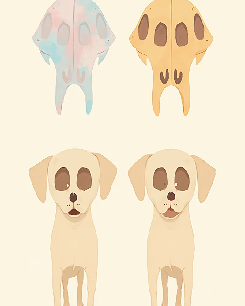 치와와의 molera와 수두증을 비교하는 의학 일러스트