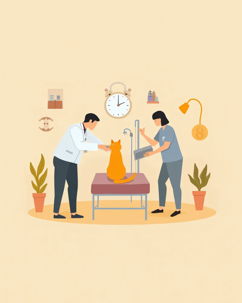 초음파 검사를 받고 있는 고양이