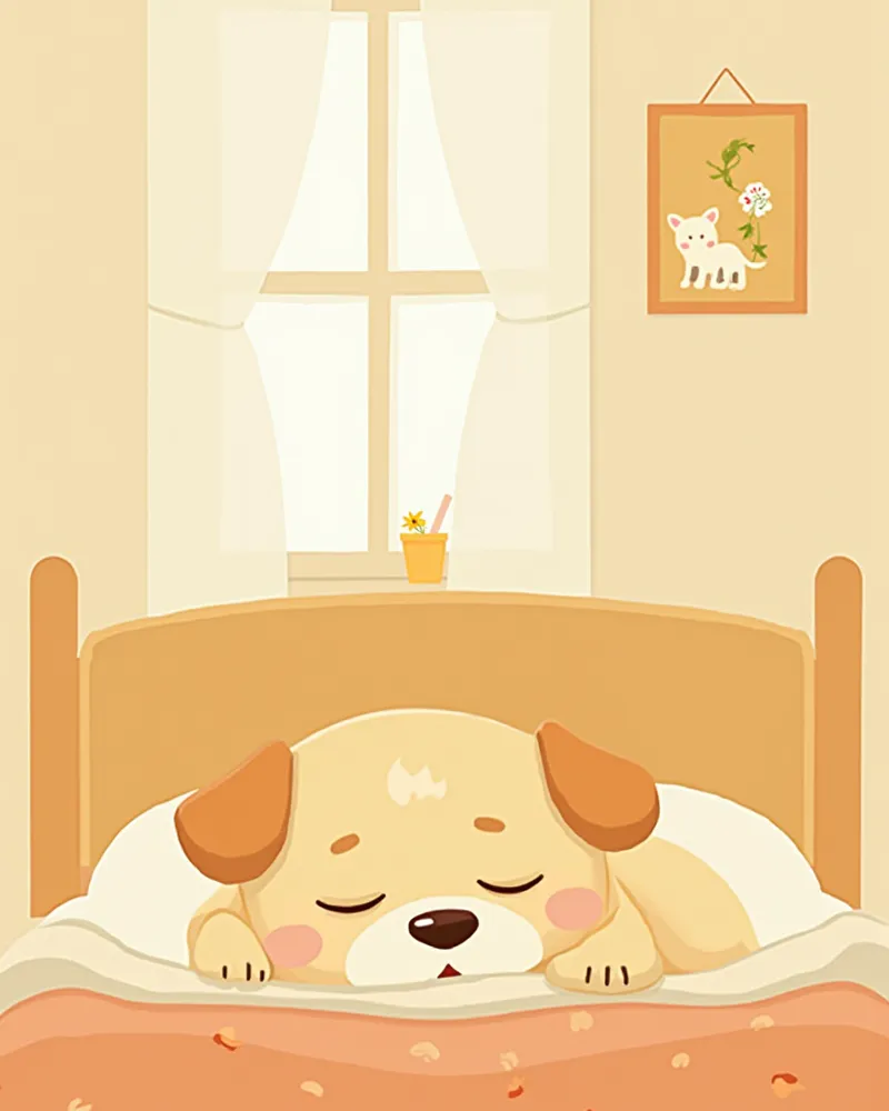 편안하게 쉬고 있는 노령견