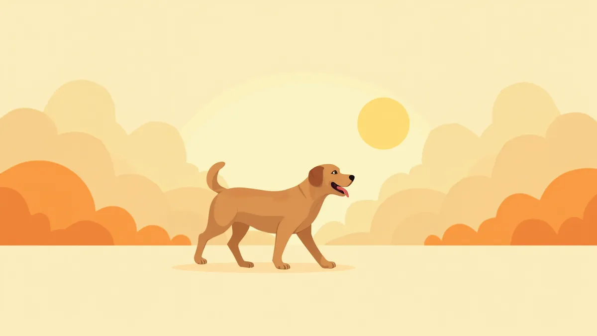 건강한 관절로 편안하게 산책하는 시니어 강아지 일러스트